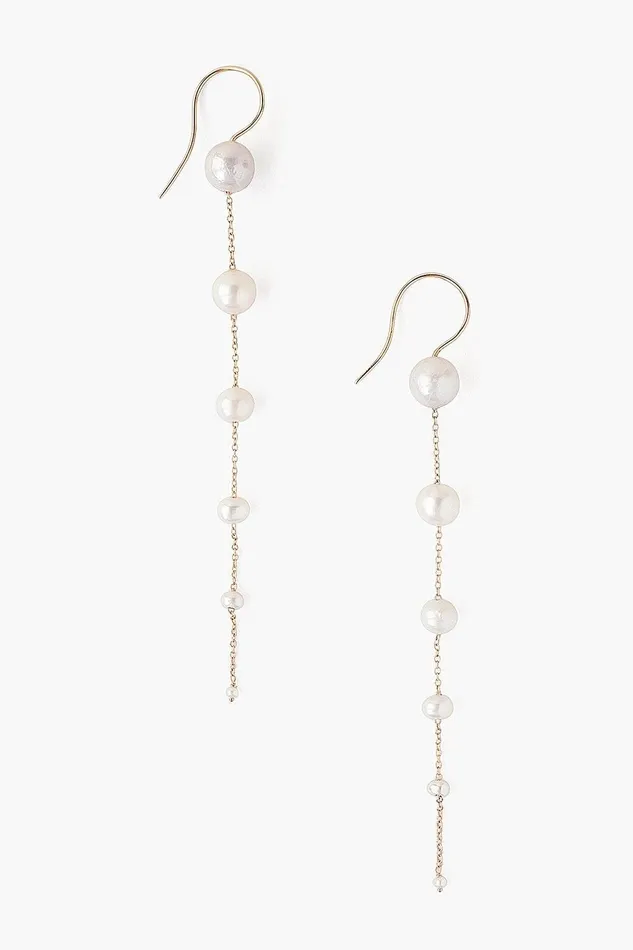 14k Graduated White Pearl Earrings Women Chan Luu Earrings