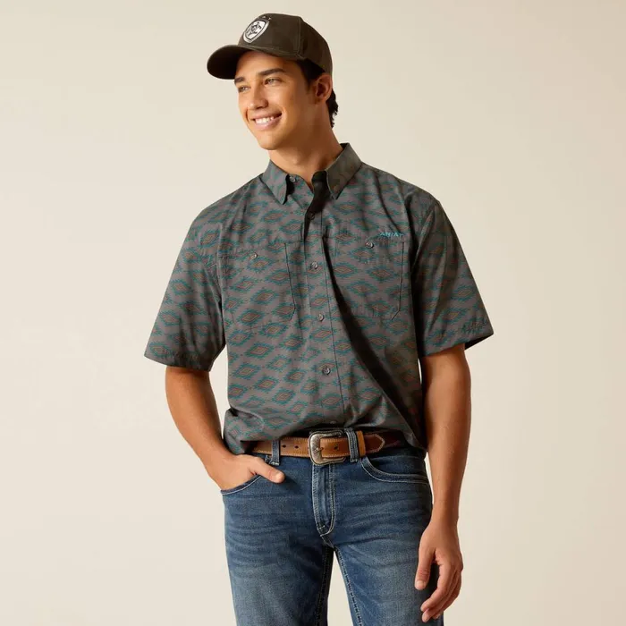360 AirFlow Classic Fit Shirt Grey Pinstripe Men Ariat Button Down Shirts