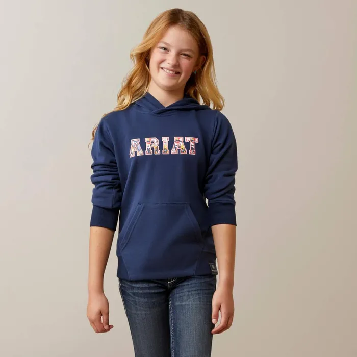 3D Logo 20 Hoodie Navyred Kids Ariat English Riding Clothing