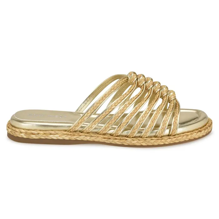 Adila Flat Espadrille Sandals Natural Raffia Women Nine West Low Heel
