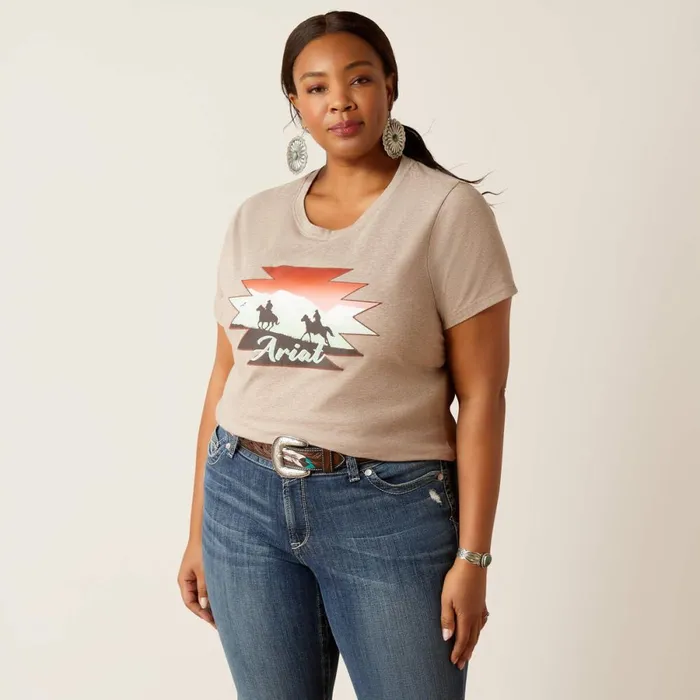 Adventure Tee TShirt Oatmeal Heather Women Ariat TShirts and Tops