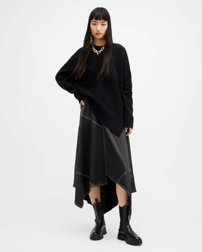 Agnes Panelled Asymmetric Maxi Skirt Black Women AllSaints Skirts and Shorts Agnes Panelled Asymmetric Maxi Skirt Black Women AllSaints Skirts and Shorts