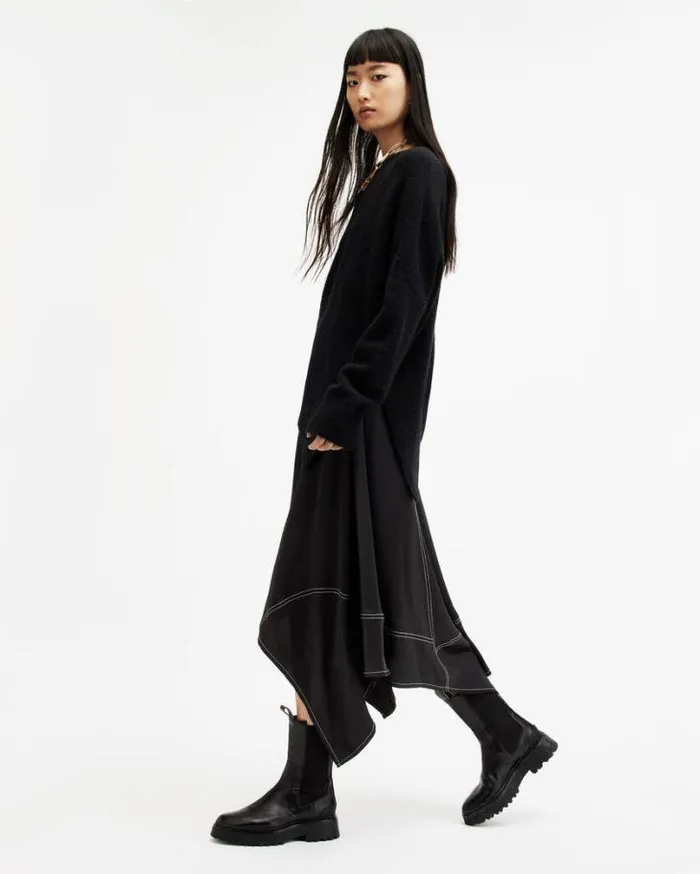 Agnes Panelled Asymmetric Maxi Skirt Black Women AllSaints Skirts and Shorts Agnes Panelled Asymmetric Maxi Skirt Black Women AllSaints Skirts and Shorts