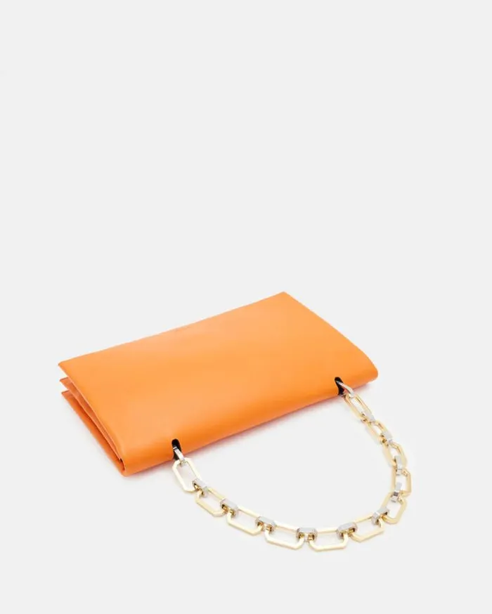 Akira Leather Removable Chain Clutch Bag Pyrole Orange Women AllSaints Handbags and Wallets Akira Leather Removable Chain Clutch Bag Pyrole Orange Women AllSaints Handbags and Wallets