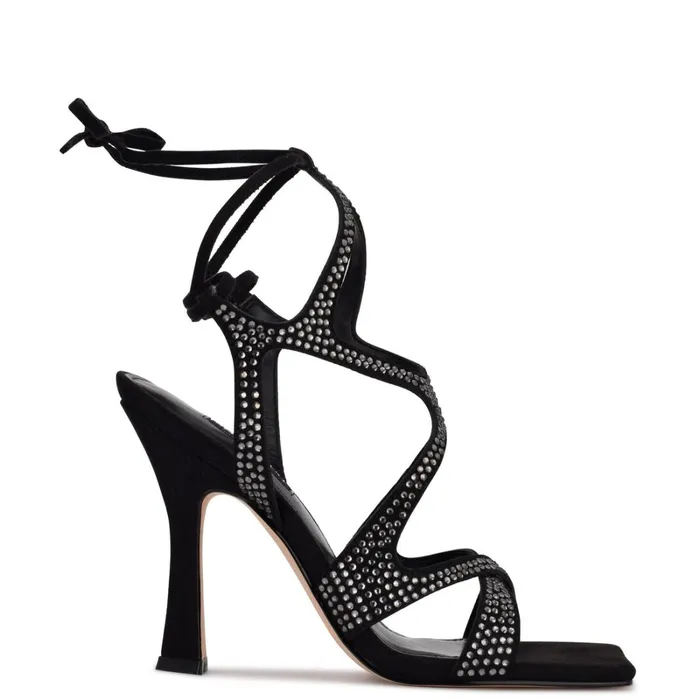 Alanah Ankle Wrap Heeled Sandals Black Women Nine West High Heels