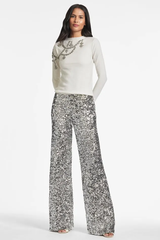 Alli Pant 8211 Silver Sequins Women Sachin and Babi Pants and Jumpsuits