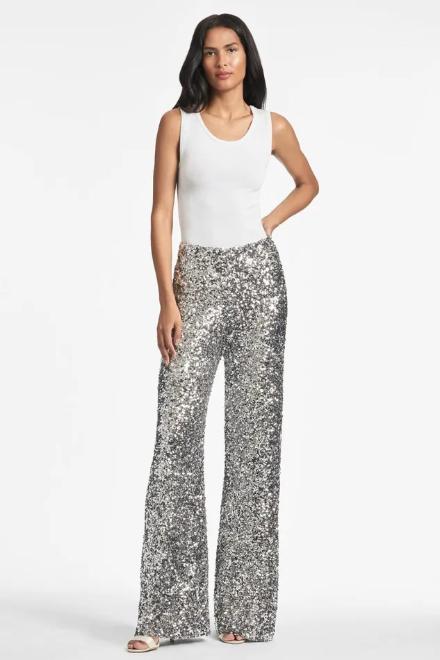 Alli Pant 8211 Silver Sequins Women Sachin and Babi Pants and Jumpsuits