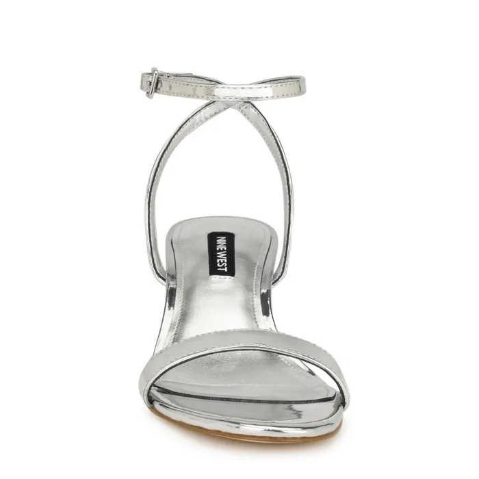Allora Ankle Strap Block Heeled Sandals Silver Women Nine West Sandals Allora Ankle Strap Block Heeled Sandals Silver Women Nine West Sandals