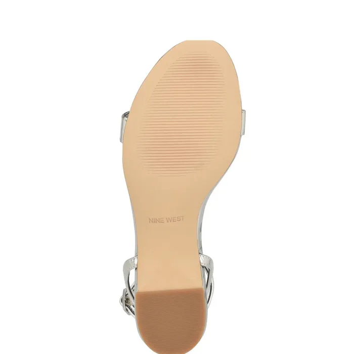 Allora Ankle Strap Block Heeled Sandals Silver Women Nine West Sandals Allora Ankle Strap Block Heeled Sandals Silver Women Nine West Sandals