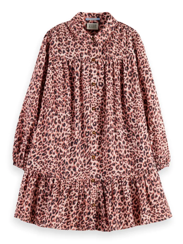 ALLOVER PRINTED LIGHTWEIGHT FLANNEL SHIRT DRESS Golden Gate Floral Military Kids Scotch and Soda Dresses and Jumpsuits
