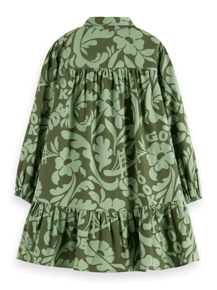 ALLOVER PRINTED LIGHTWEIGHT FLANNEL SHIRT DRESS Golden Gate Floral Military Kids Scotch and Soda Dresses and Jumpsuits ALLOVER PRINTED LIGHTWEIGHT FLANNEL SHIRT DRESS Golden Gate Floral Military Kids Scotch and Soda Dresses and Jumpsuits