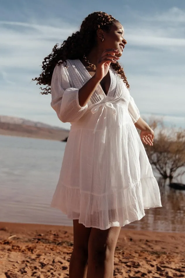 Amelia Boho Mini Dress Off White Women Baltic Born Short Dresses