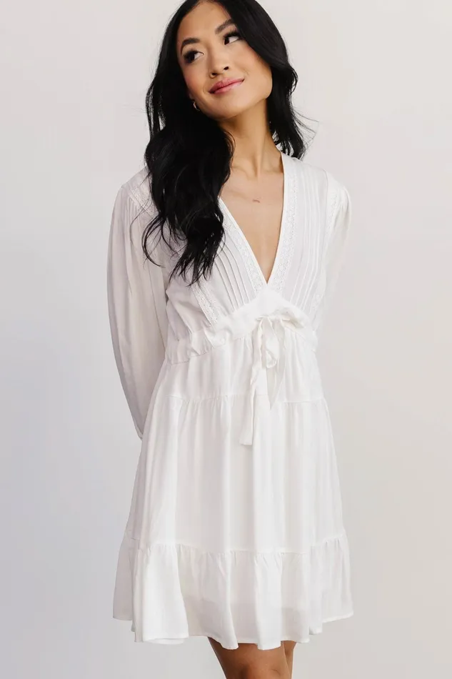 Amelia Boho Mini Dress Off White Women Baltic Born Short Dresses