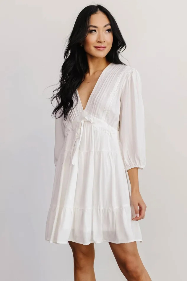 Amelia Boho Mini Dress Off White Women Baltic Born Short Dresses