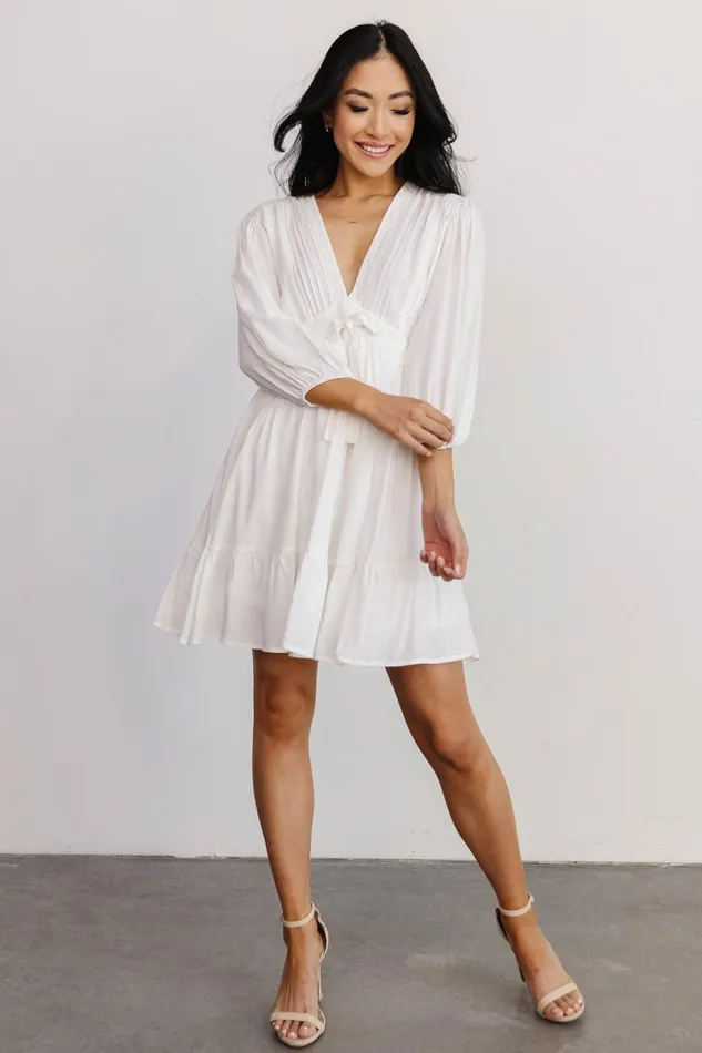 Amelia Boho Mini Dress Off White Women Baltic Born Short Dresses