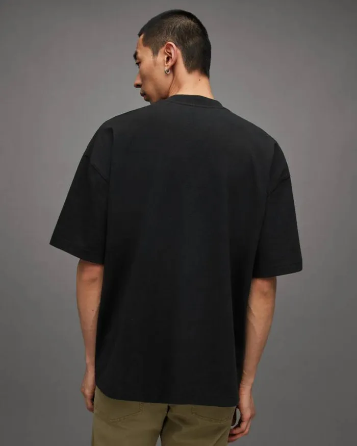 Amulet Oversized Horseshoe Print TShirt Jet Black Men AllSaints TShirts