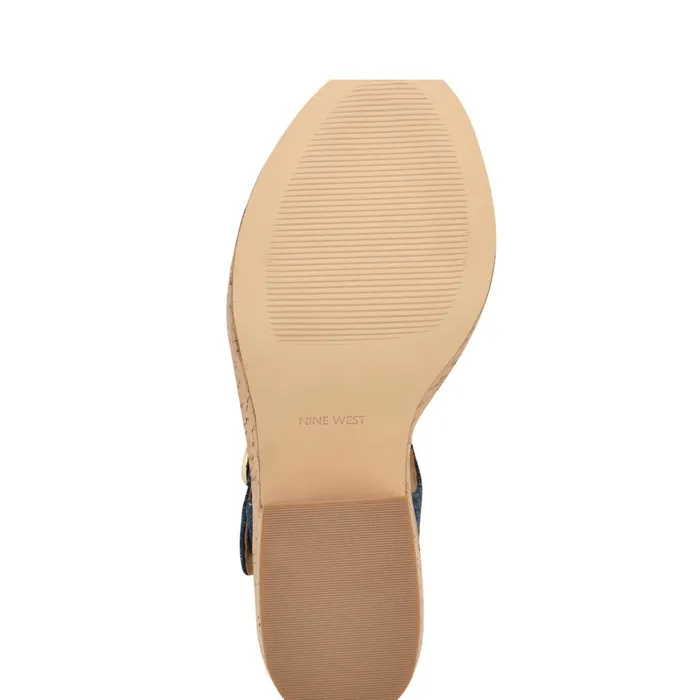 Amye Ankle Strap Wedge Sandals Denim Women Nine West High Heels Amye Ankle Strap Wedge Sandals Denim Women Nine West High Heels