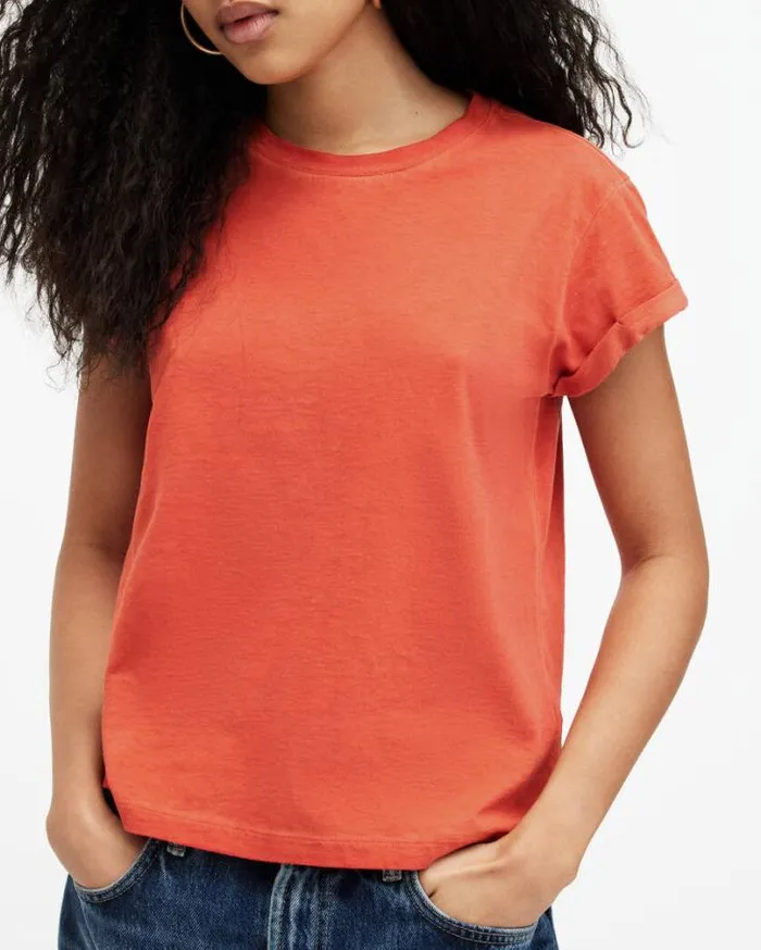 Anna Crew Neck Short Sleeve TShirt Burnt Orange Women AllSaints Tops and Shirts Anna Crew Neck Short Sleeve TShirt Burnt Orange Women AllSaints Tops and Shirts