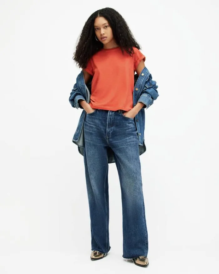 Anna Crew Neck Short Sleeve TShirt Burnt Orange Women AllSaints Tops and Shirts Anna Crew Neck Short Sleeve TShirt Burnt Orange Women AllSaints Tops and Shirts