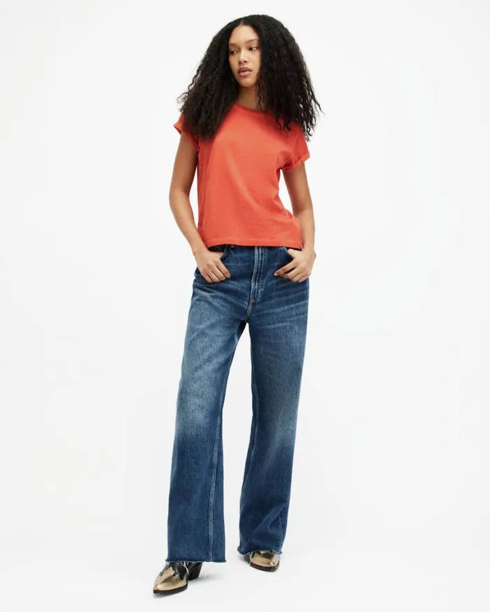Anna Crew Neck Short Sleeve TShirt Burnt Orange Women AllSaints Tops and Shirts Anna Crew Neck Short Sleeve TShirt Burnt Orange Women AllSaints Tops and Shirts