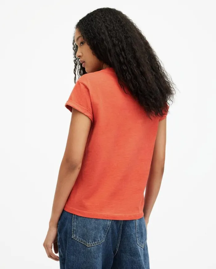 Anna Crew Neck Short Sleeve TShirt Burnt Orange Women AllSaints Tops and Shirts Anna Crew Neck Short Sleeve TShirt Burnt Orange Women AllSaints Tops and Shirts