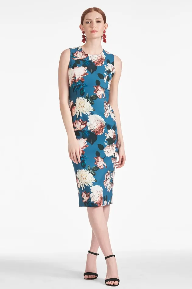 Anna Dress 8211 Teal Garden Women Sachin and Babi Sleeveless