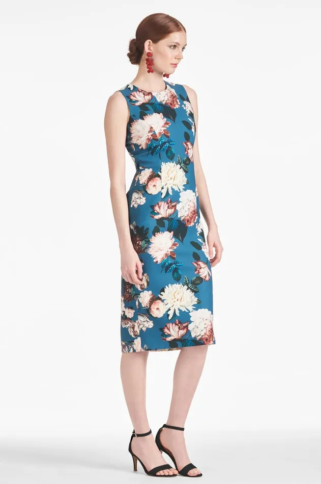 Anna Dress 8211 Teal Garden Women Sachin and Babi Sleeveless
