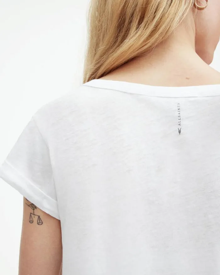 Anna VNeck Short Sleeve TShirt White Women AllSaints Tops and Shirts