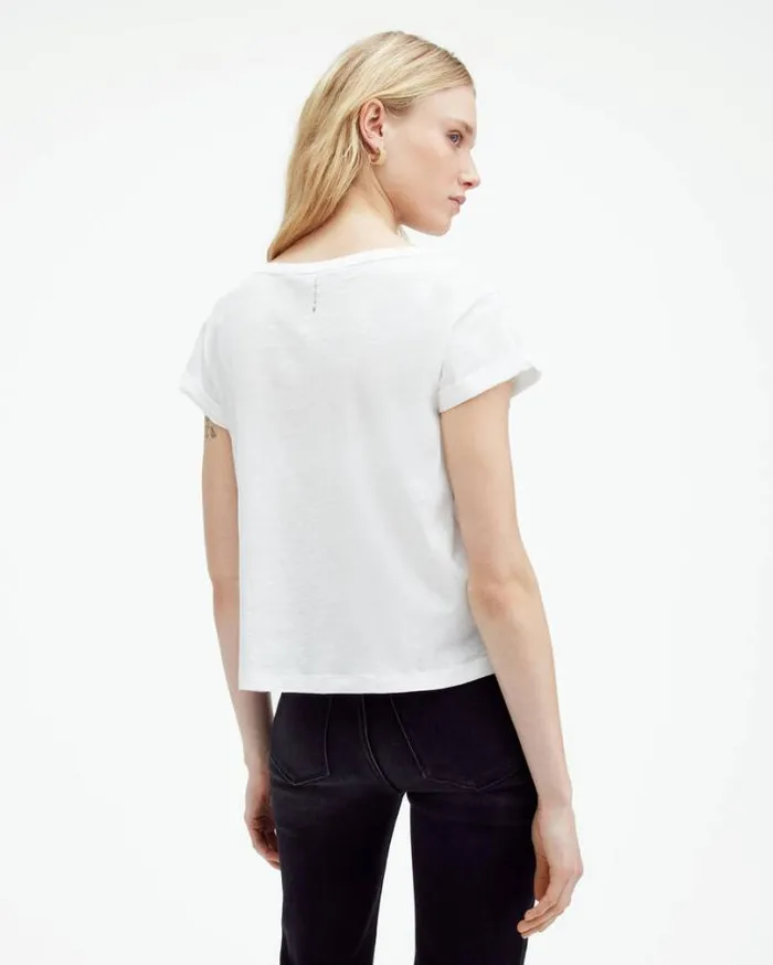 Anna VNeck Short Sleeve TShirt White Women AllSaints Tops and Shirts