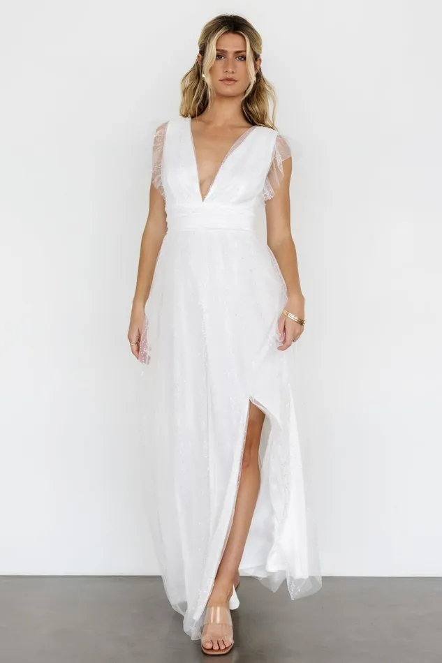 Annika Sequin Mesh Maxi Dress Off White Women Baltic Born Embellished Sequin