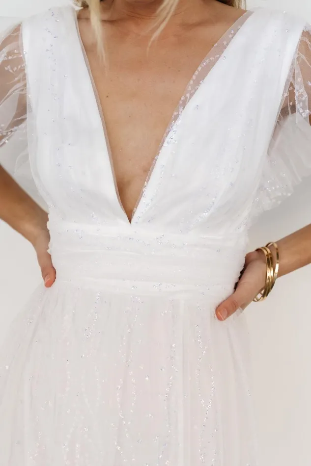 Annika Sequin Mesh Maxi Dress Off White Women Baltic Born Embellished Sequin