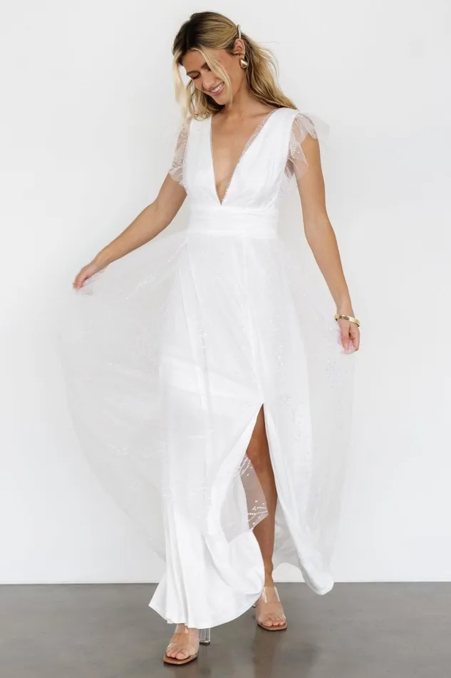 Annika Sequin Mesh Maxi Dress Off White Women Baltic Born Embellished Sequin