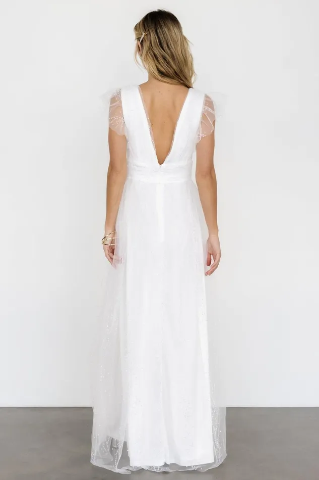 Annika Sequin Mesh Maxi Dress Off White Women Baltic Born Embellished Sequin