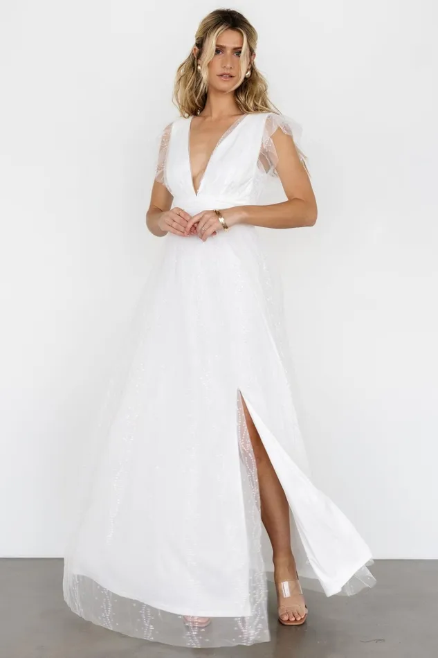 Annika Sequin Mesh Maxi Dress Off White Women Baltic Born Embellished Sequin