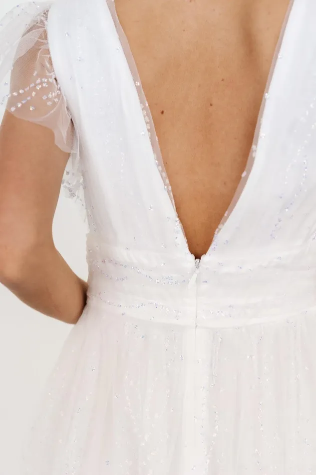 Annika Sequin Mesh Maxi Dress Off White Women Baltic Born Embellished Sequin