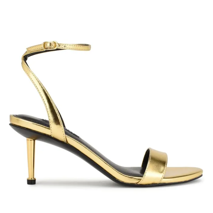 Anny Ankle Strap Heeled Sandals Gold Women Nine West Heeled