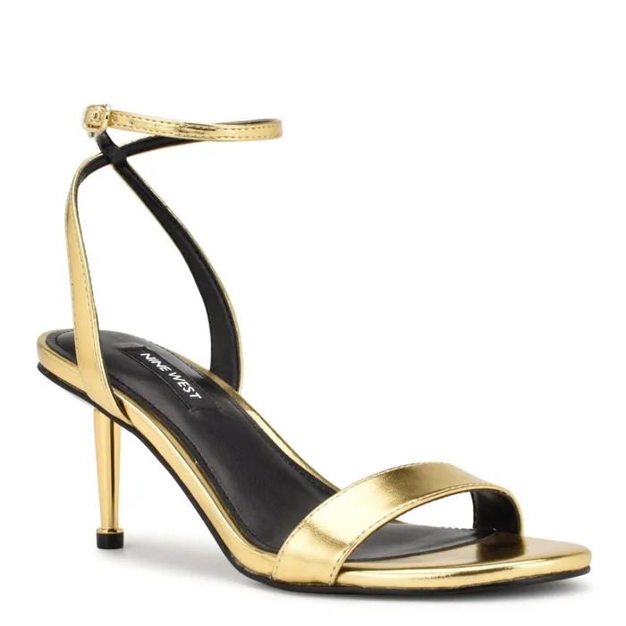 Anny Ankle Strap Heeled Sandals Gold Women Nine West Heeled Anny Ankle Strap Heeled Sandals Gold Women Nine West Heeled