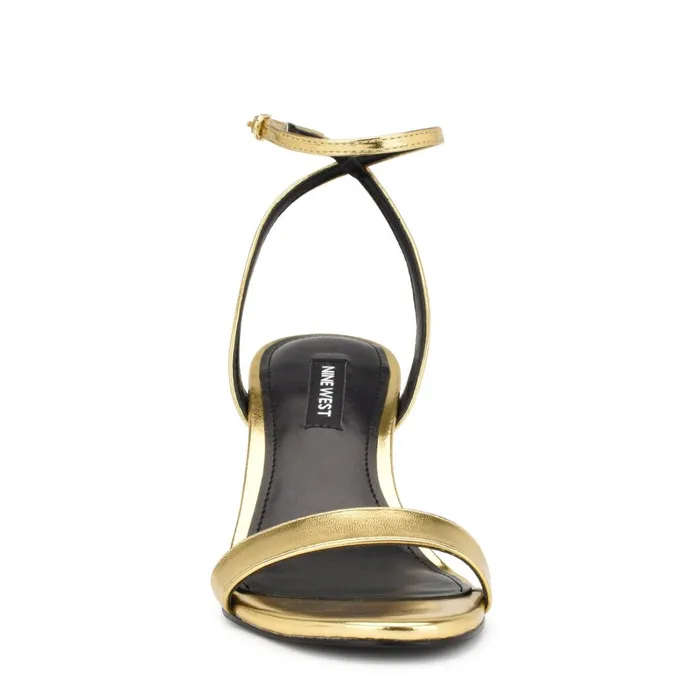 Anny Ankle Strap Heeled Sandals Gold Women Nine West Heeled Anny Ankle Strap Heeled Sandals Gold Women Nine West Heeled