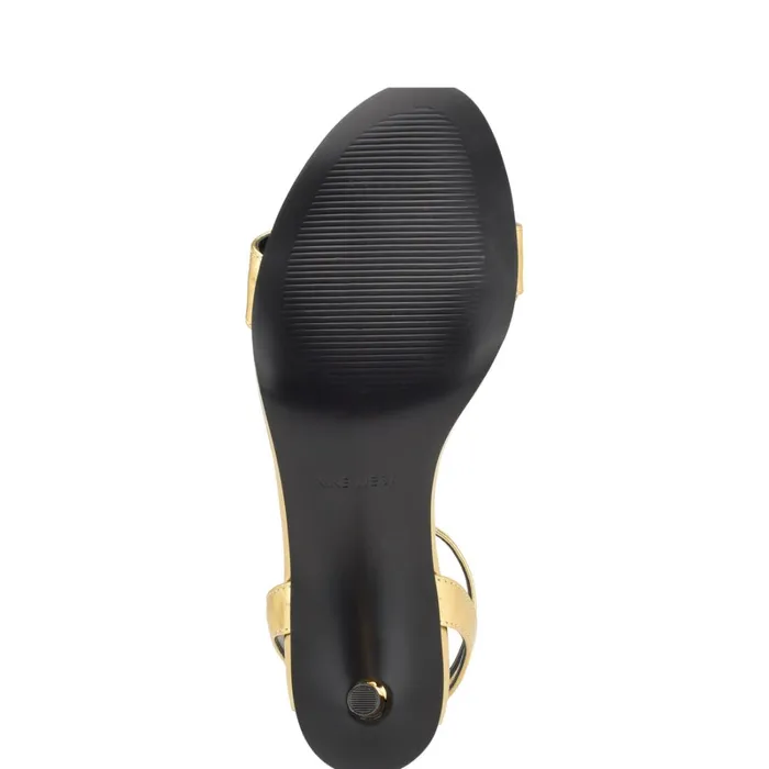 Anny Ankle Strap Heeled Sandals Gold Women Nine West Heeled Anny Ankle Strap Heeled Sandals Gold Women Nine West Heeled