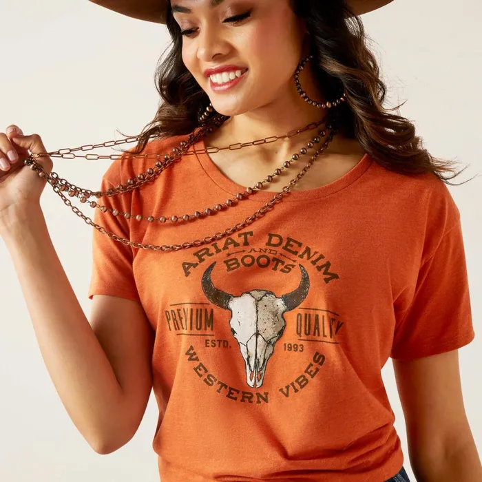 Ariat Bison Skull TShirt Adobe Heather Women Ariat TShirts and Tops Ariat Bison Skull TShirt Adobe Heather Women Ariat TShirts and Tops