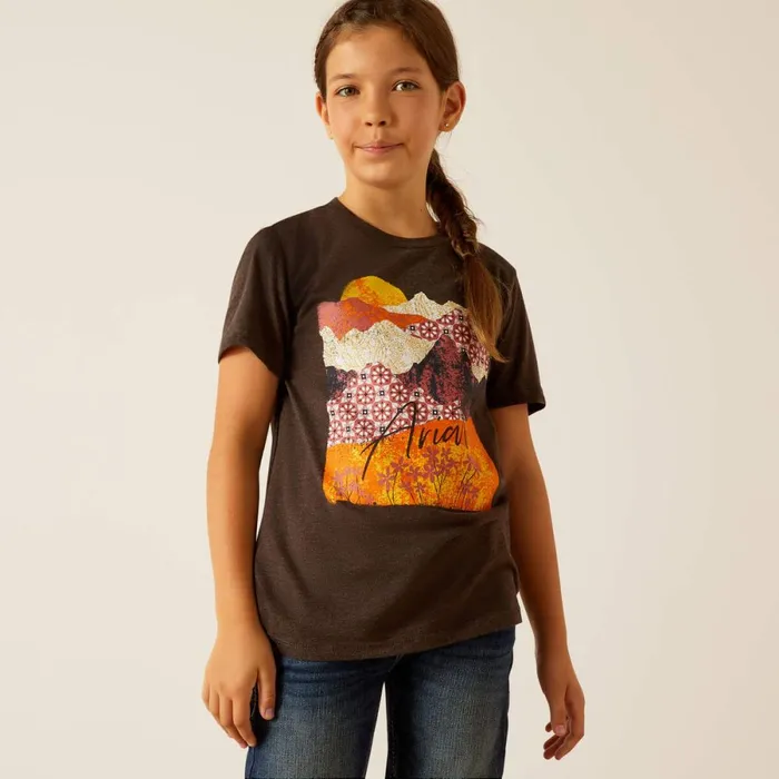 Ariat Mountain Patterns TShirt Charcoal Heather Kids Ariat TShirts and Polos