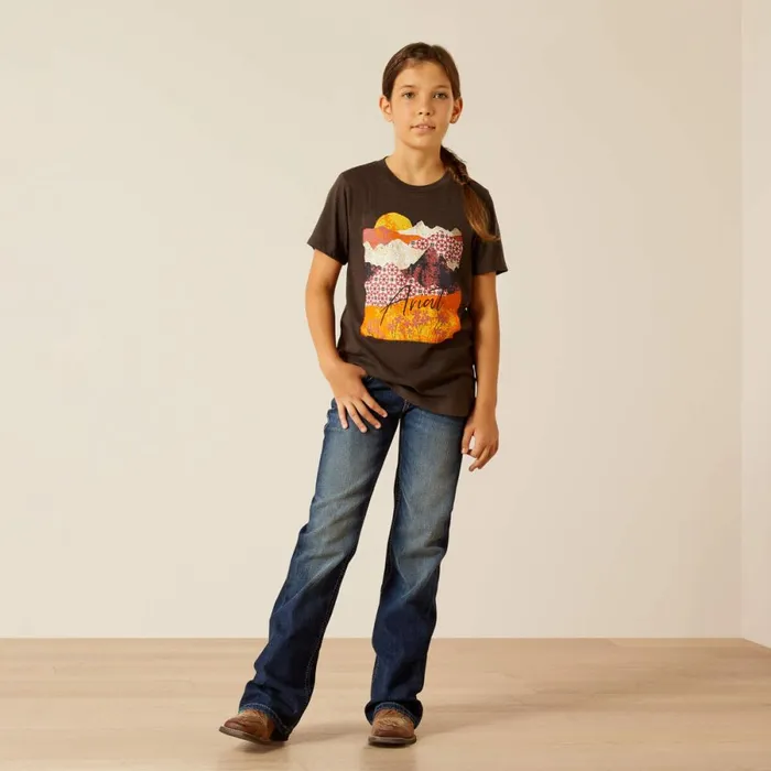 Ariat Mountain Patterns TShirt Charcoal Heather Kids Ariat TShirts and Polos Ariat Mountain Patterns TShirt Charcoal Heather Kids Ariat TShirts and Polos