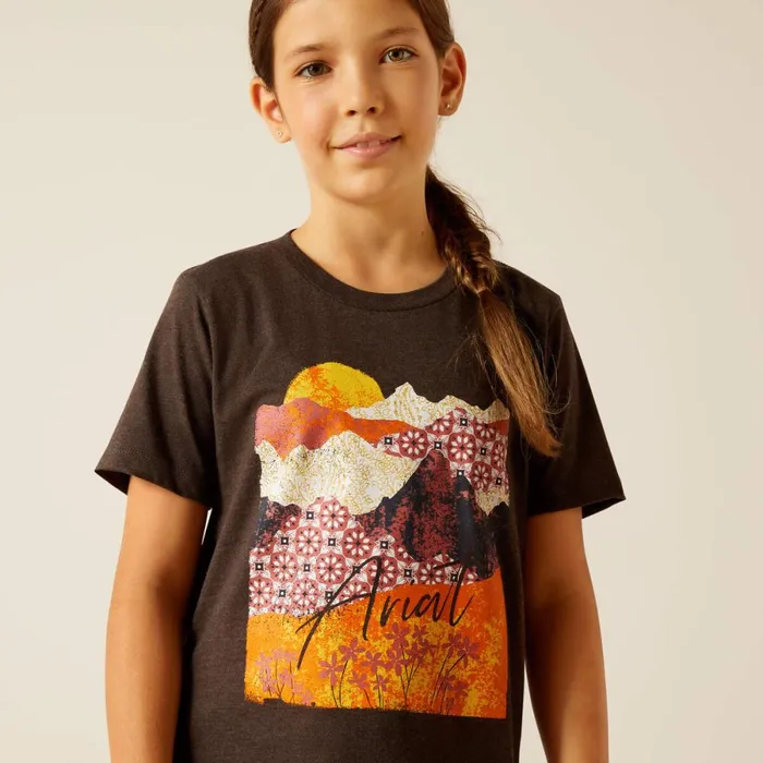Ariat Mountain Patterns TShirt Charcoal Heather Kids Ariat TShirts and Polos Ariat Mountain Patterns TShirt Charcoal Heather Kids Ariat TShirts and Polos
