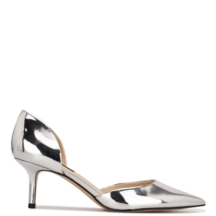 Arive Pointy Toe Pumps Silver Mirror Metallic Women Nine West Pumps