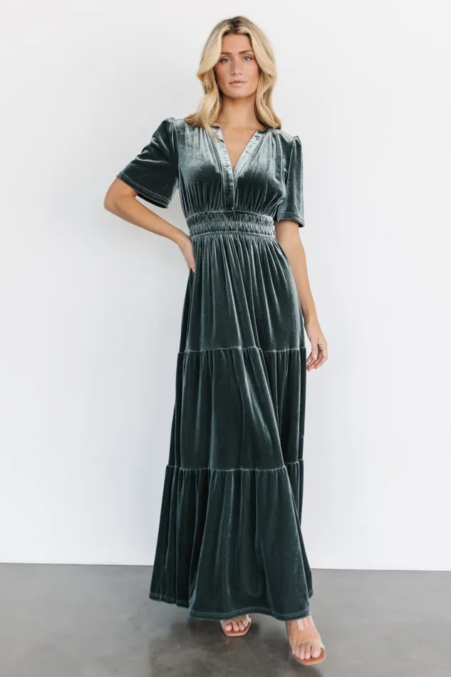 Artemis Velvet Maxi Dress Eucalyptus Women Baltic Born Bump Friendly