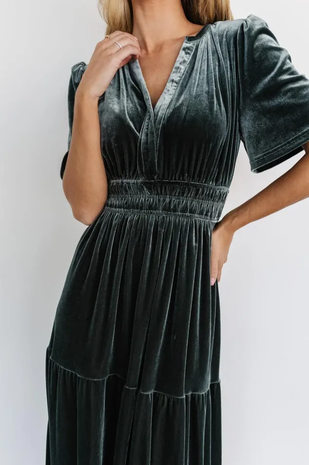 Artemis Velvet Maxi Dress Eucalyptus Women Baltic Born Bump Friendly Artemis Velvet Maxi Dress Eucalyptus Women Baltic Born Bump Friendly