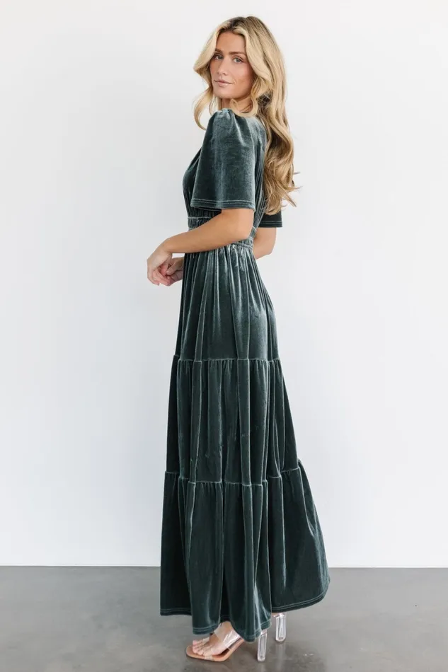 Artemis Velvet Maxi Dress Eucalyptus Women Baltic Born Bump Friendly Artemis Velvet Maxi Dress Eucalyptus Women Baltic Born Bump Friendly