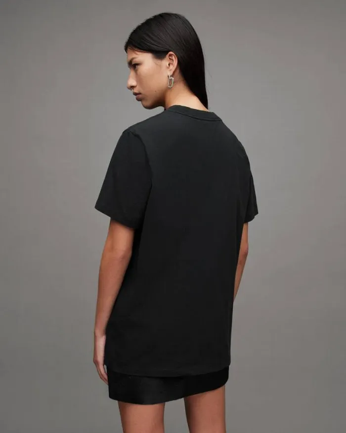 Auru Oversized Dragon Print TShirt Black Women AllSaints Tops and Shirts