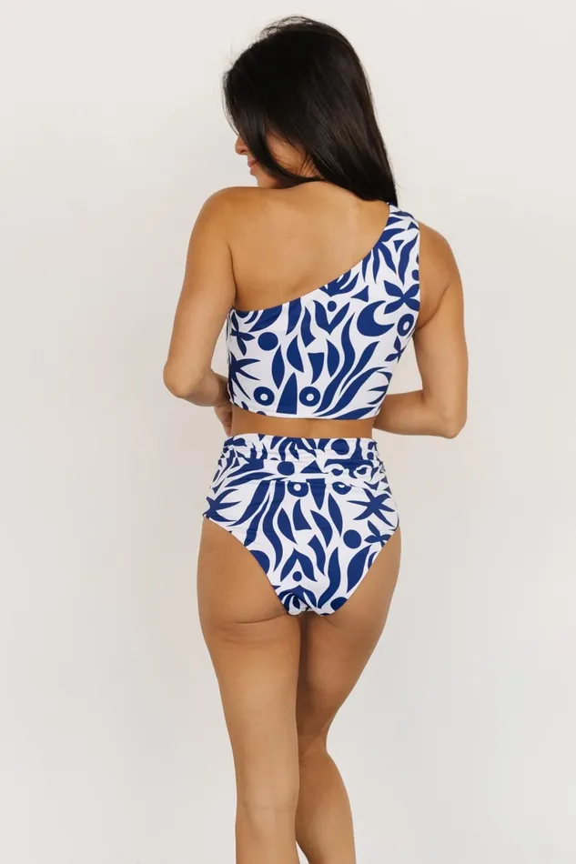 Bali One Shoulder Bikini Top White Navy Women Baltic Born Bikini Bali One Shoulder Bikini Top White Navy Women Baltic Born Bikini