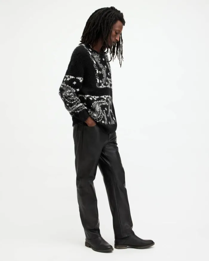 Bandana Paisley Jacquard Brushed Jumper Black Men AllSaints Sweaters